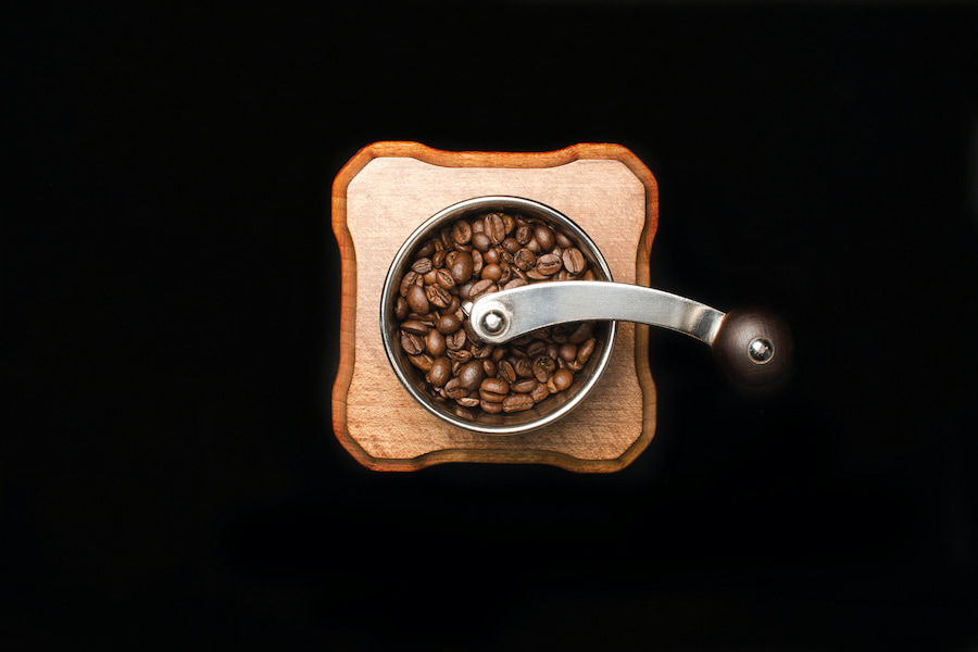 Top view image of a coffee grinder