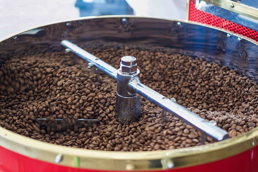 A photo of roasting coffee beans