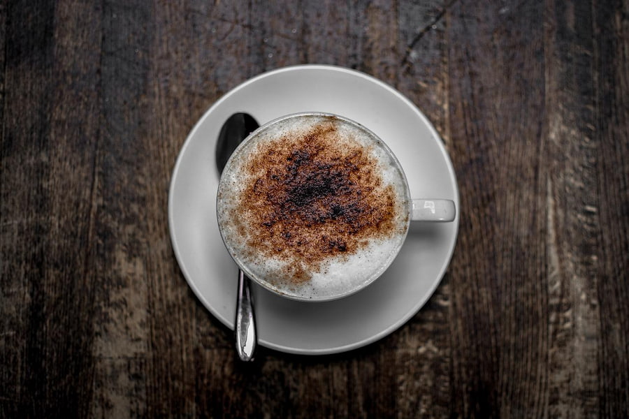 An image of a cup of foamy cappuccino